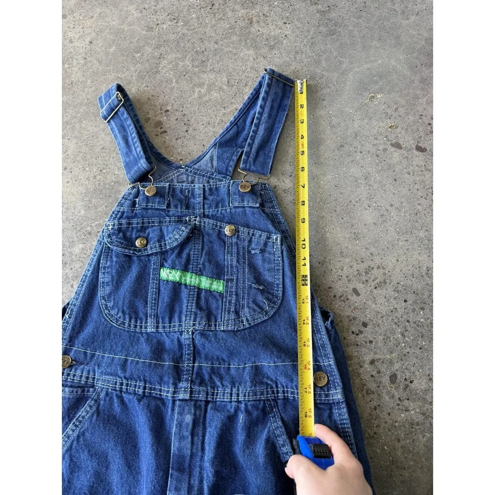 Key Bib Overalls Mens 30x34 Blue Denim Workwear Carpenter Utility Straight Leg - Picture 8 of 15